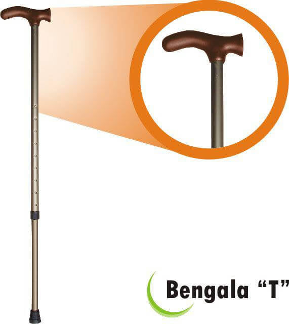 Bengala Alumínio T com Regulagem Bronze/Bronze Fina BTRBB Alo