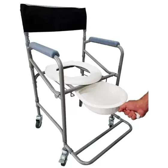 Cadeira de Banho Higiênica Dobrável em Aço até 120kg D40 Dellamed + Comadre Plástica 2000ml