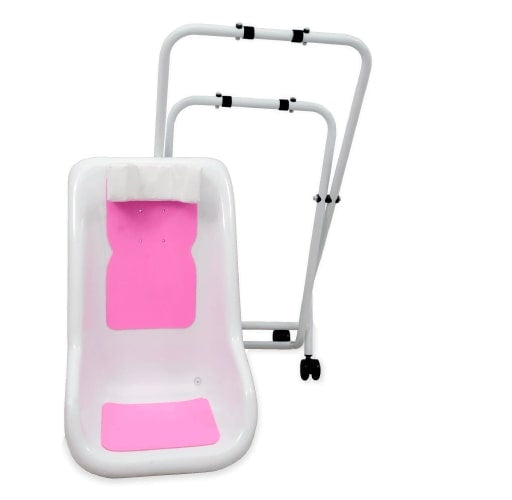 Cadeira de Banho Enxuta Dobrável Infantil Rosa Até 40kg Vanzetti