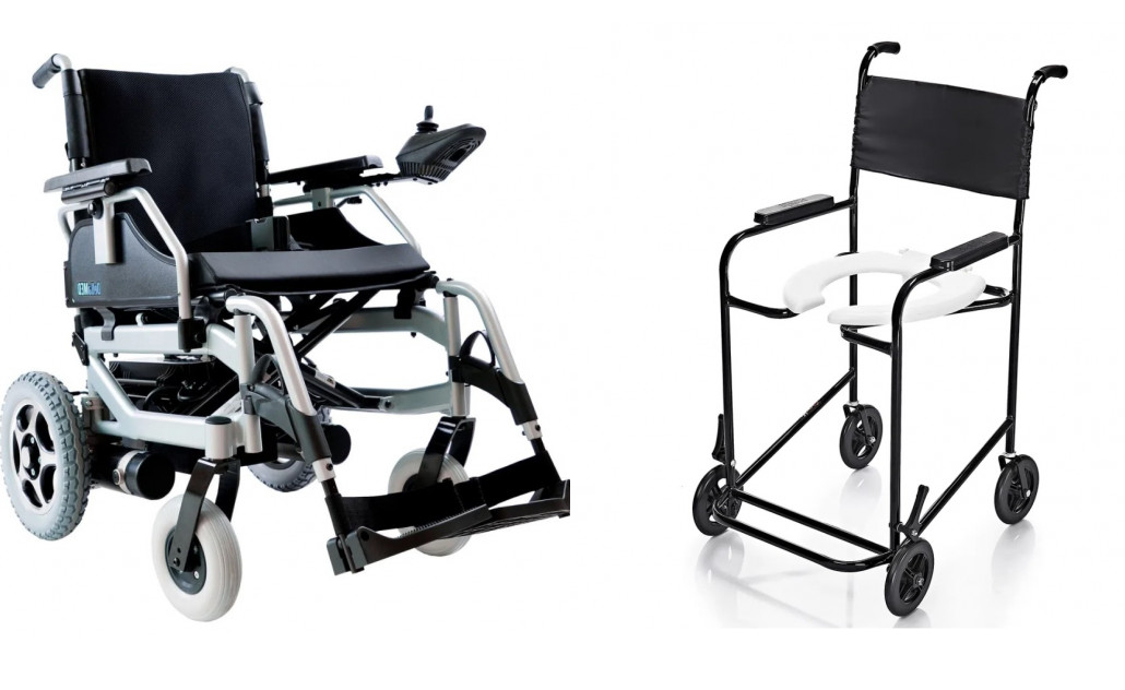 Cadeira Motorizada Dobrável D1000 Dellamed + Cadeira de Banho Higiênica Simples PL 201 Prolife