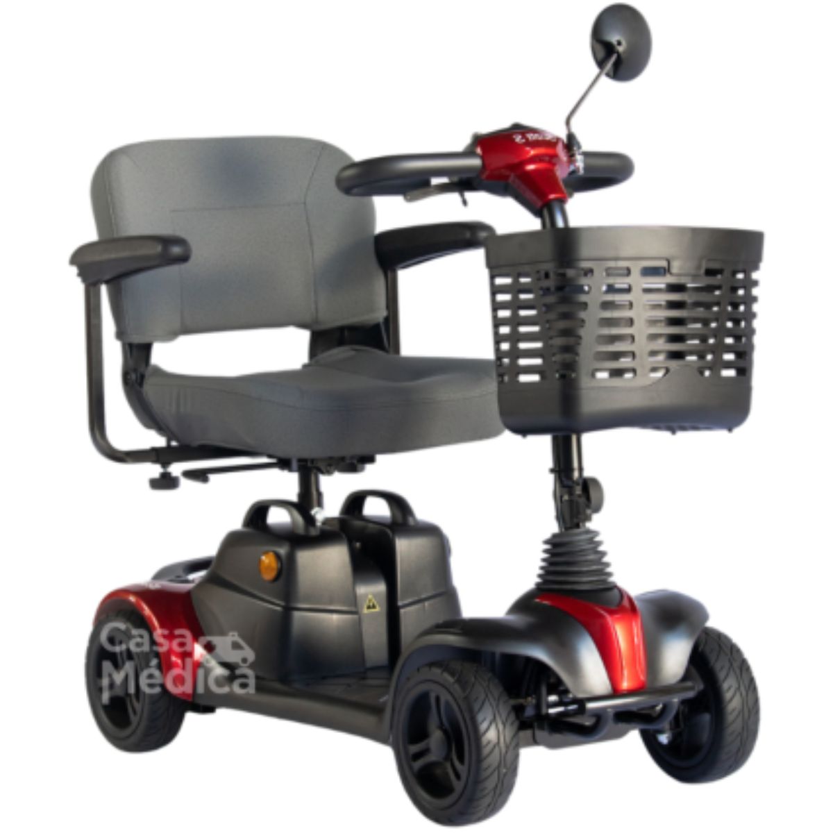 Cadeira de Rodas Motorizada Scooter Elétrica Scott S Ottobock - Vermelho + Bengala 4 Pontas Com Apoio Mercur Grafite