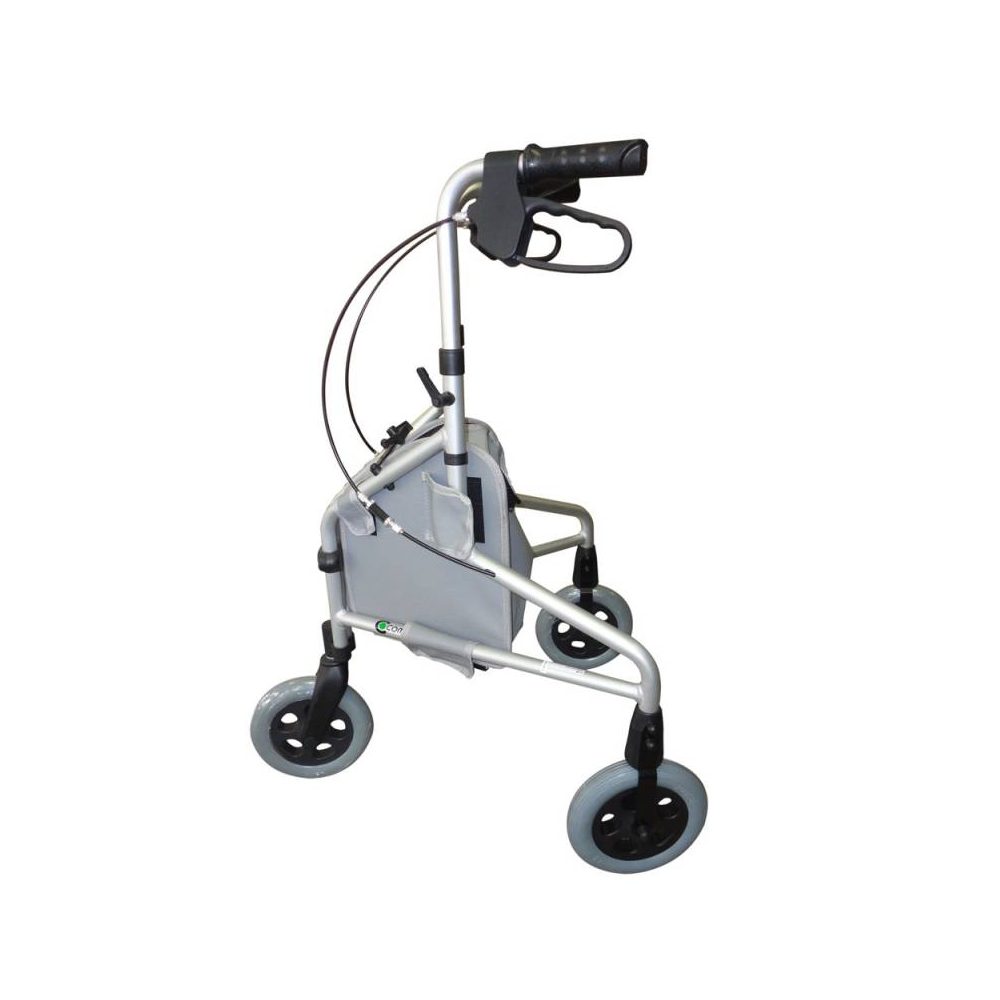 Andador Alumínio Prata com 3 Rodas Freio e Bolsa - SL 309 - Praxis