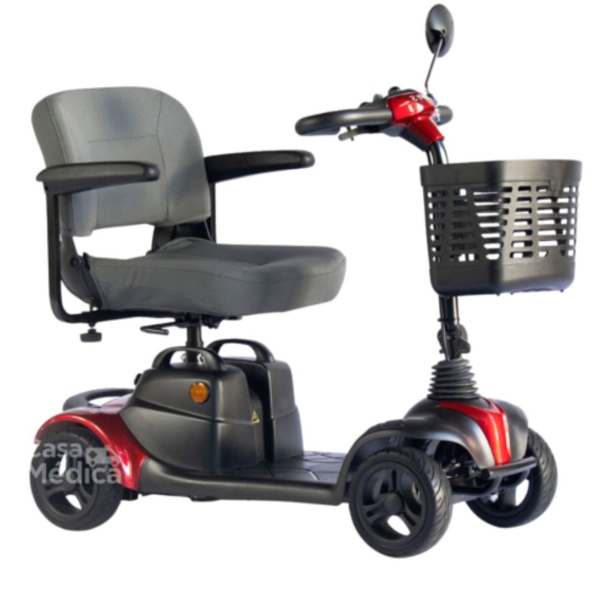 Cadeira de Rodas Motorizada Scooter Elétrica Scott S Ottobock - Vermelho + Bengala 4 Pontas Com Apoio Mercur Grafite