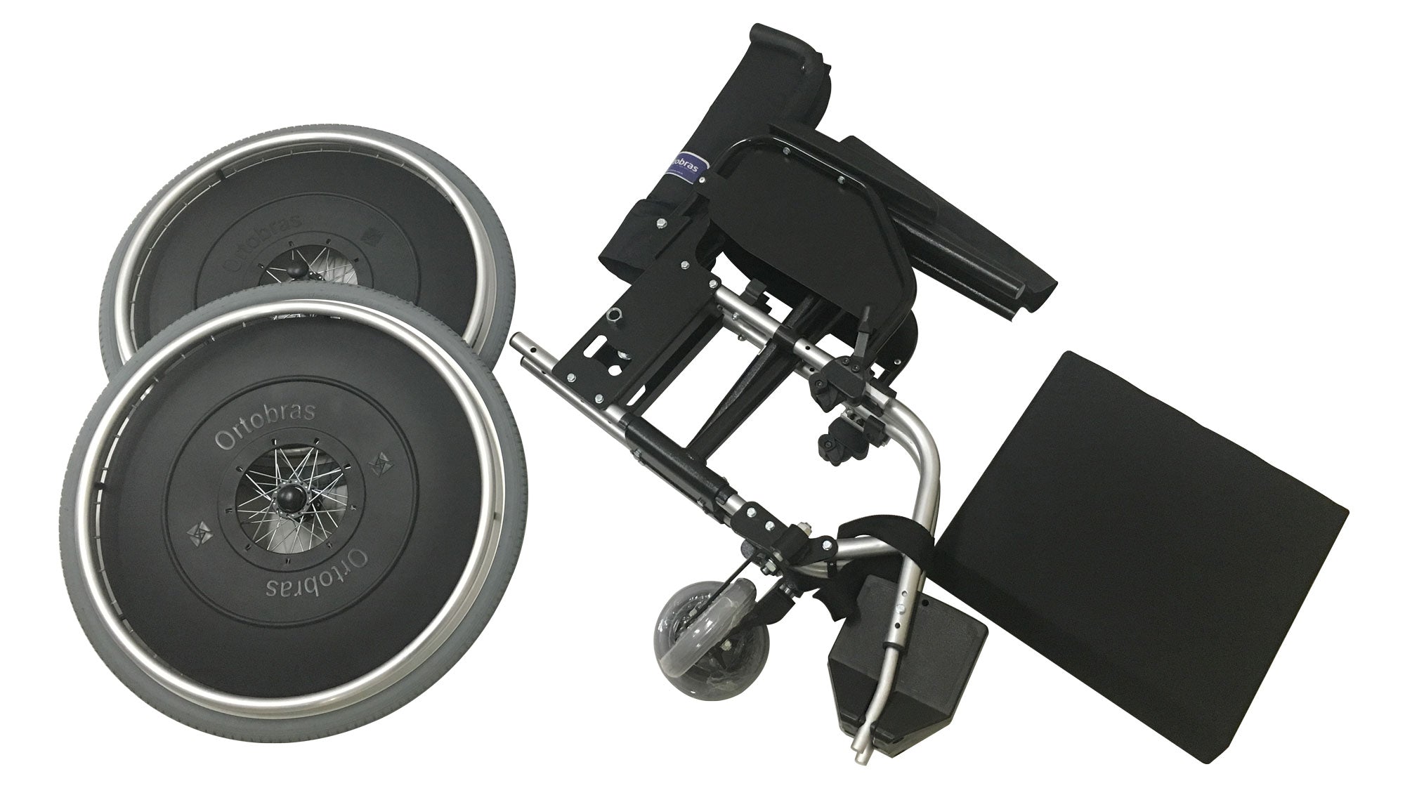 Cadeira de Rodas K1 Pedal Fixo 40cm Prata Ortobras
