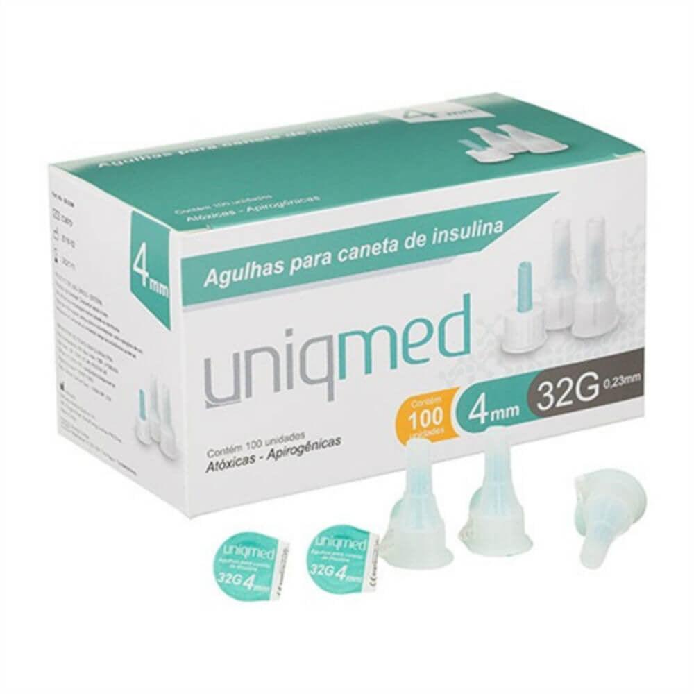 Agulha Descartável para Caneta Insulina 32G 4x0,23mm Unidade Uniqmed