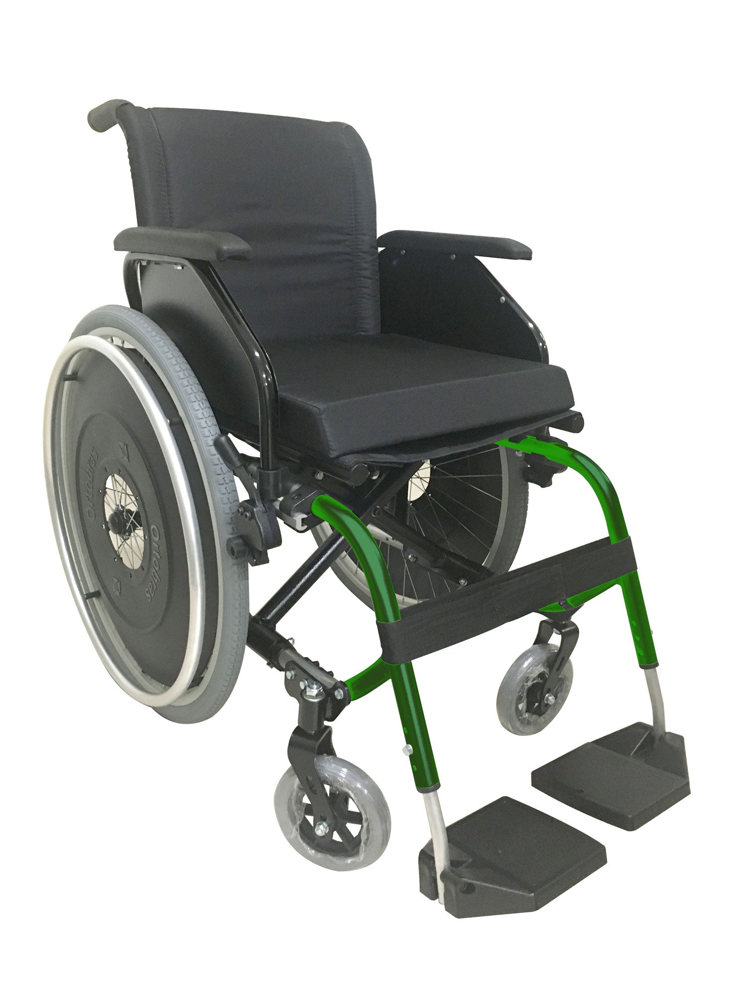 Cadeira de Rodas K1 Pedal Fixo 42cm Verde Folha Ortobras