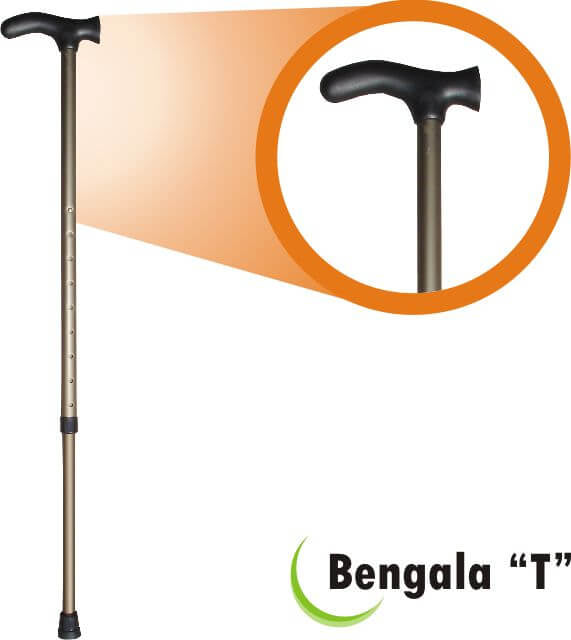 Bengala Alumínio T com Regulagem Bronze/Preta Fina 3/4 BTRBP Alo