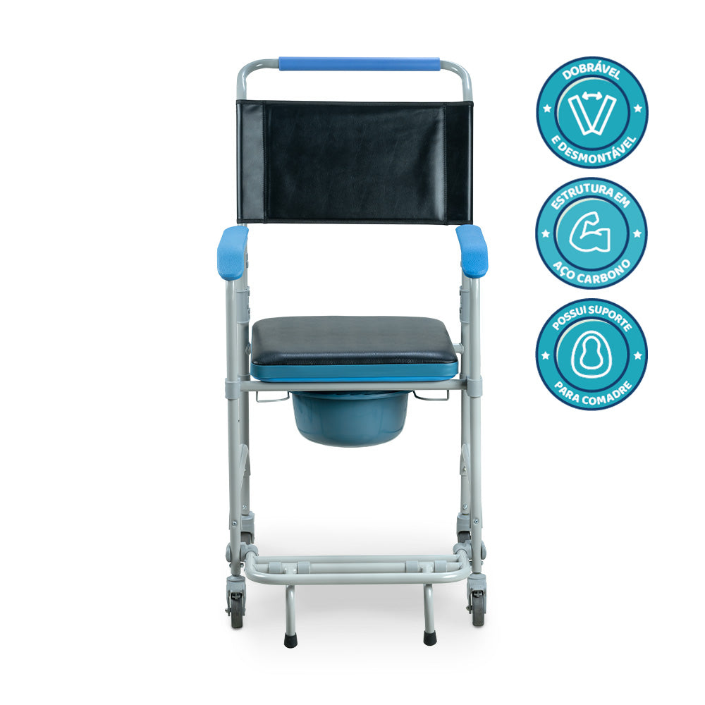 Cadeira de Banho Higiênica Desmontável em Aço D50 (150kg) - Dellamed