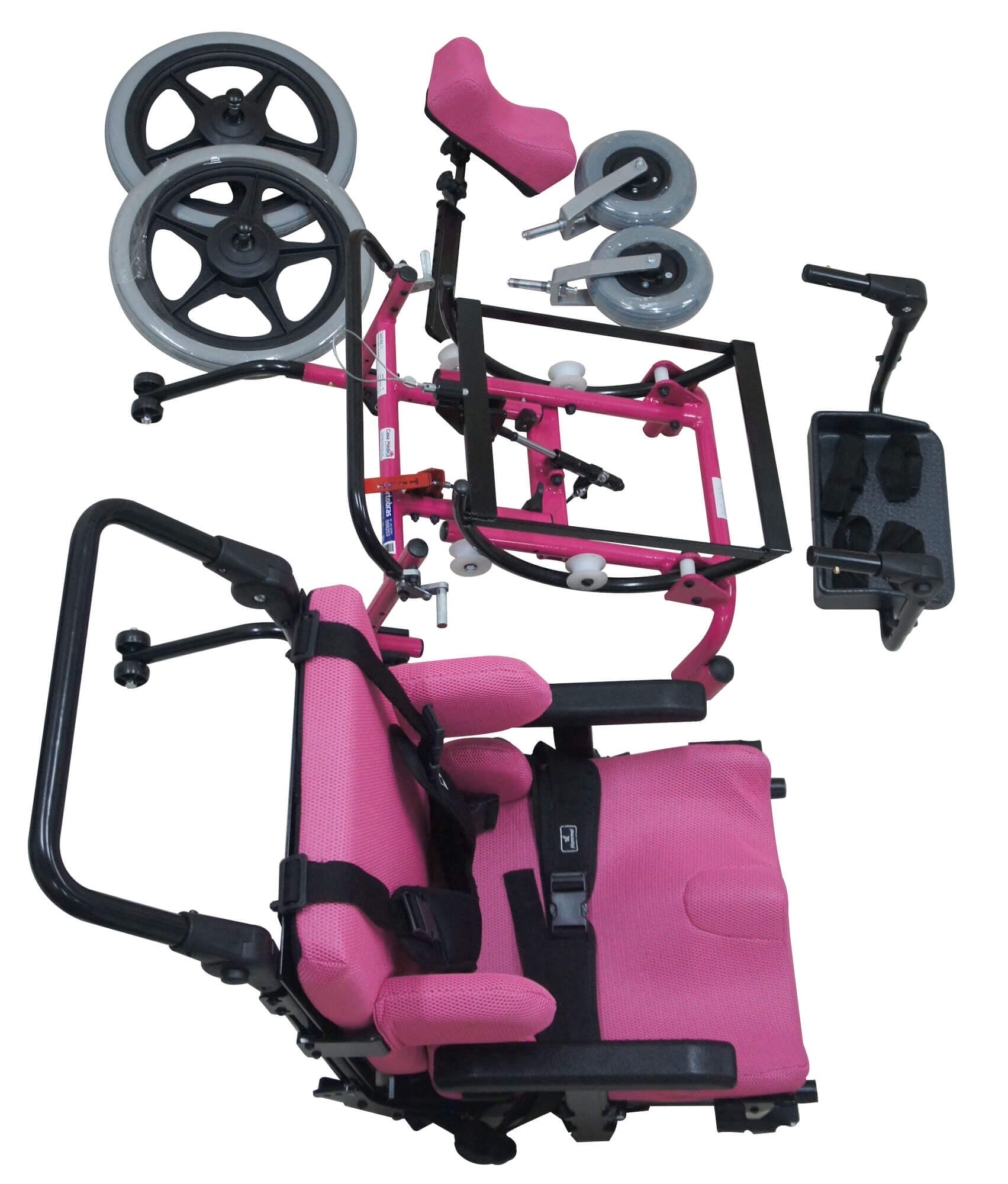 Carrinho Linha Postural T1 Vermelho com Estofado Cinza 38/40/35 Ortobras