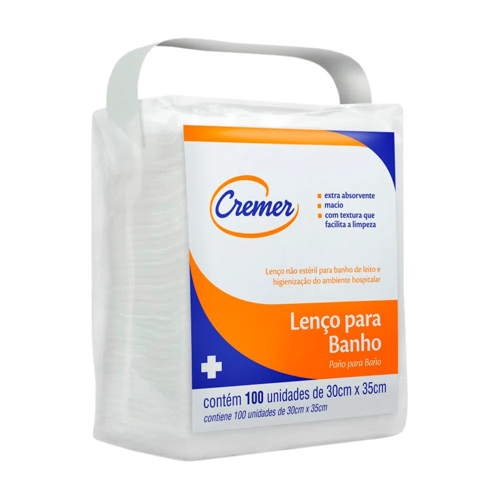 Lenço p/ Banho e Higienização 30cm x 35cm c/ 100 und - Cremer