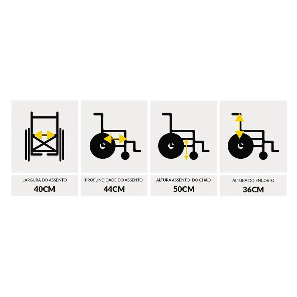 Cadeira de Rodas Simples até 90kg Pneu Maciço 40cm - Prolife