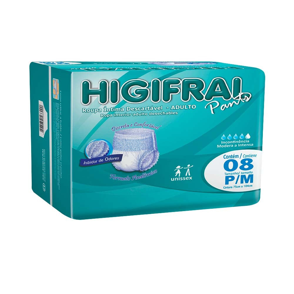Roupa Íntima Pants Tamanho P/M com 8 Higifral