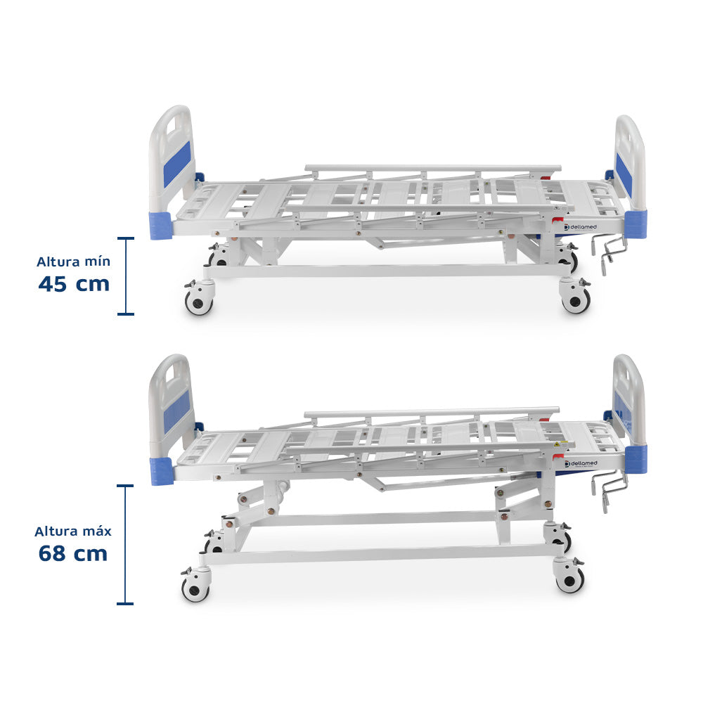 Cama Fawler 3 manivelas DX3 c/ Eleva Leito - Dellamed