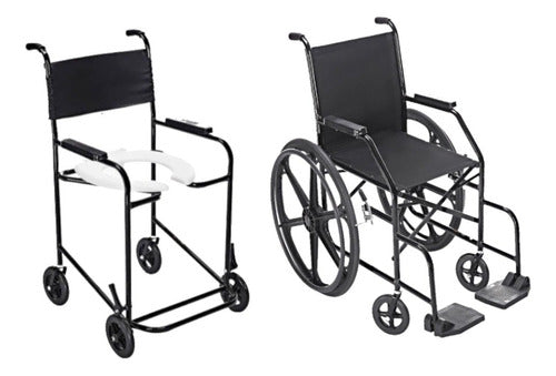 Cadeira de Rodas Simples Maciço 40cm - Prolife + Cadeira de Banho Higiênica Simples PL 201 Prolife