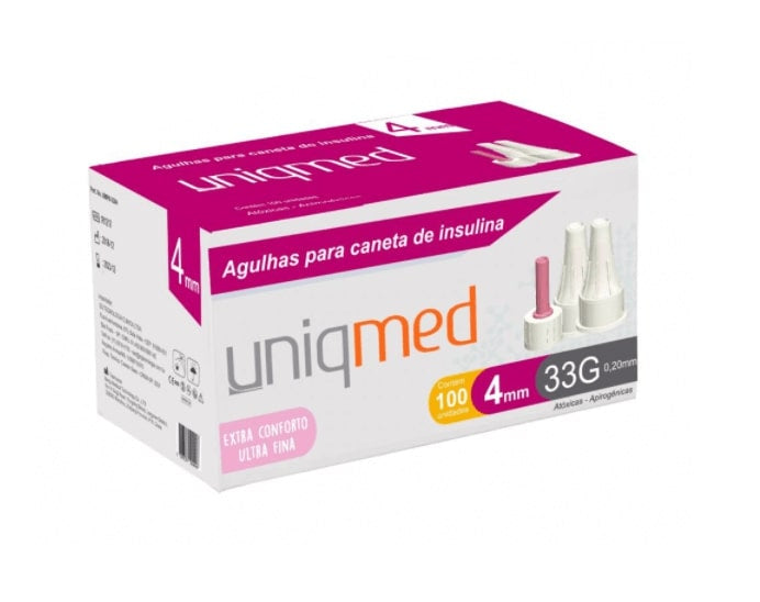 Agulha Desc P/Caneta Insulina 33G- 4MMX0,20MM  1UN Uniqmed