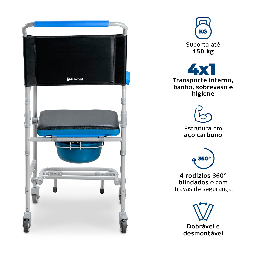 Cadeira de Banho Higiênica Desmontável em Aço D50 (150kg) - Dellamed