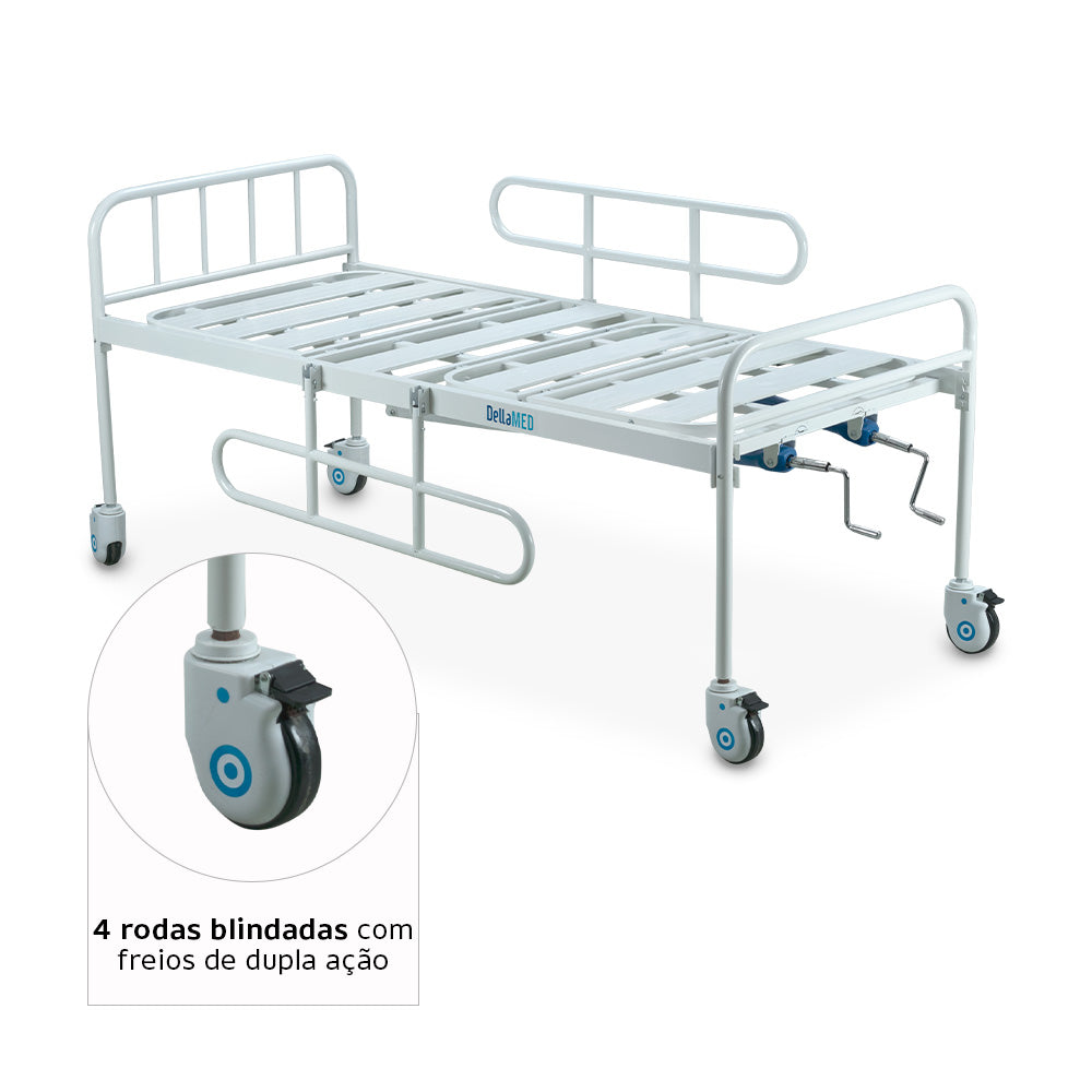 Cama Hospitalar Simples 2 Manivelas c/ Grade DX - Dellamed