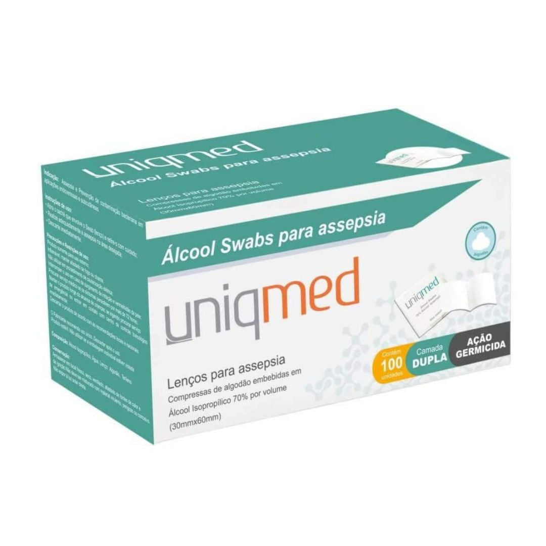 Álcool Swab 30x60mm com 100 Und Uniqmed