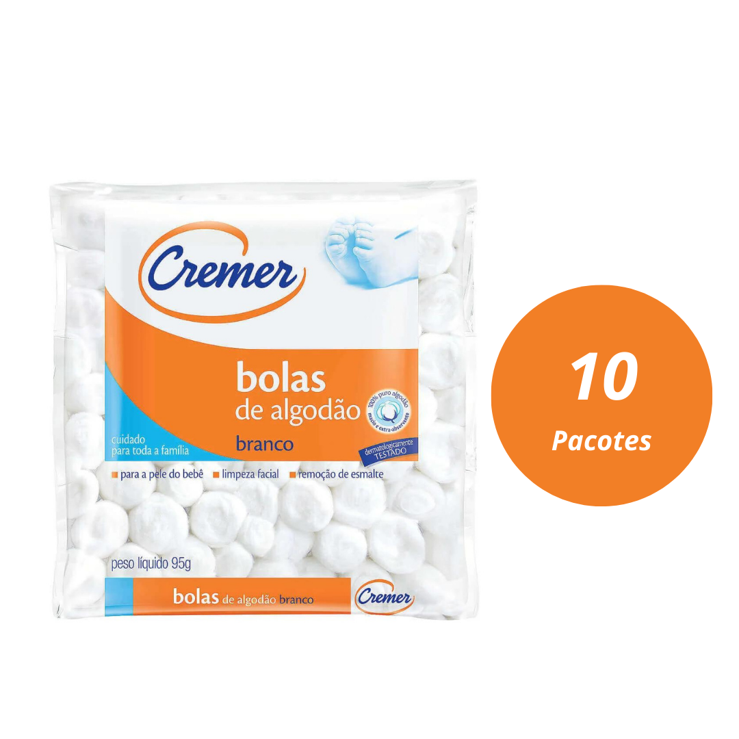 Algodão em Bolas de 95g Cremer - Kit 2 Pacotes