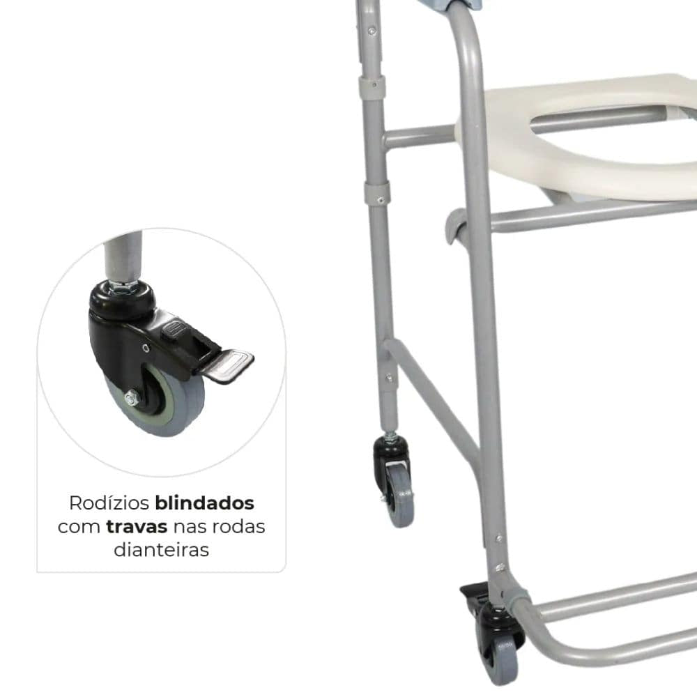 Cadeira De Banho Higiênica Dobrável Até 100 Kg D30 Dellamed + Comadre Plástica 2000ml Cellplus