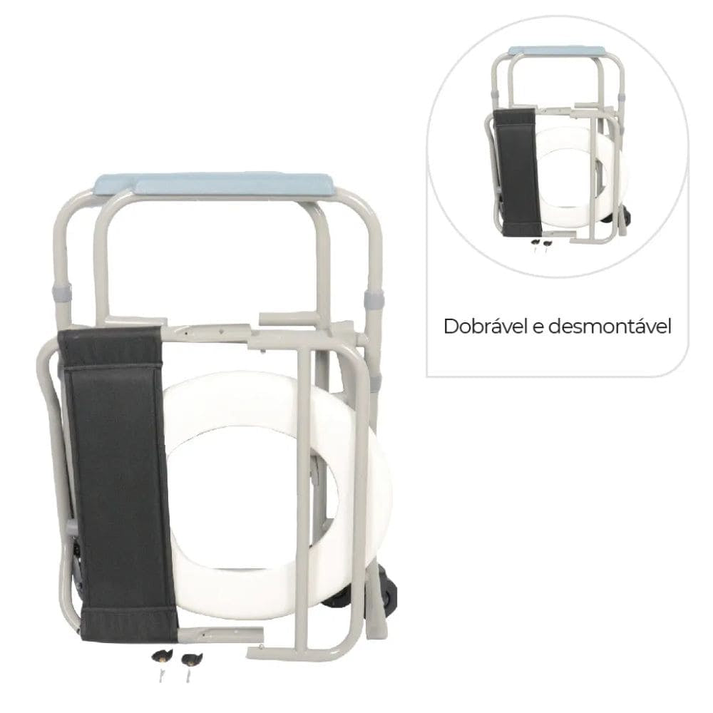 Cadeira De Banho Higiênica Dobrável Até 100 Kg D30 Dellamed + Comadre Plástica 2000ml Cellplus