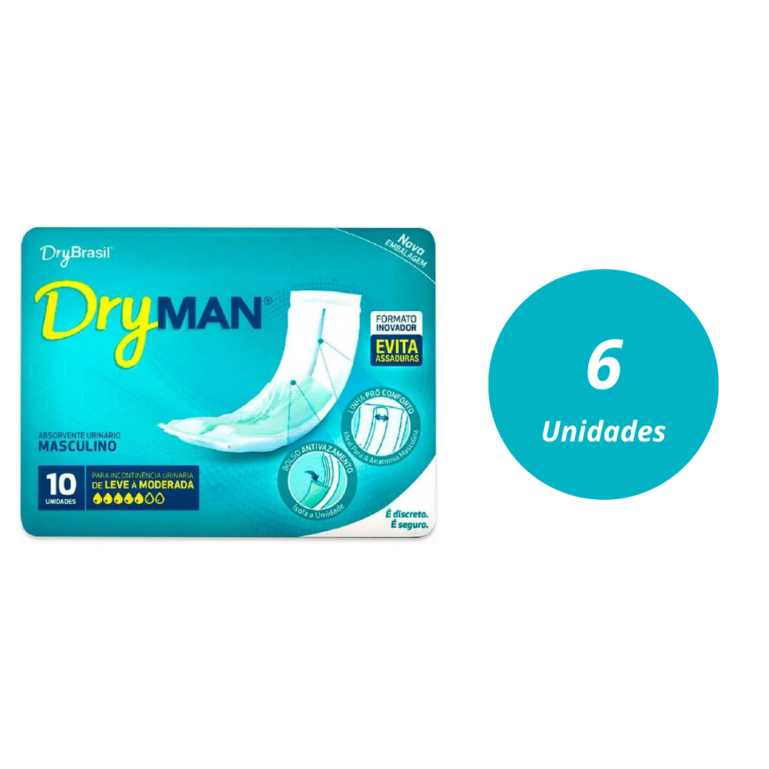 Absorvente Masculino Dryman 6 pacotes - Kit com 60 unidades