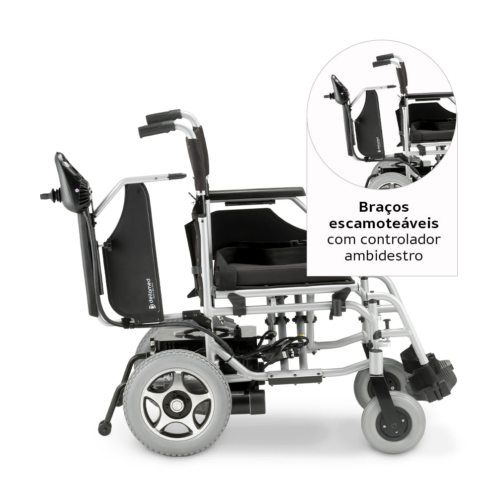 Cadeira de Rodas Motorizada Dobrável Elétrica Bivolt Alumínio D900 - Dellamed