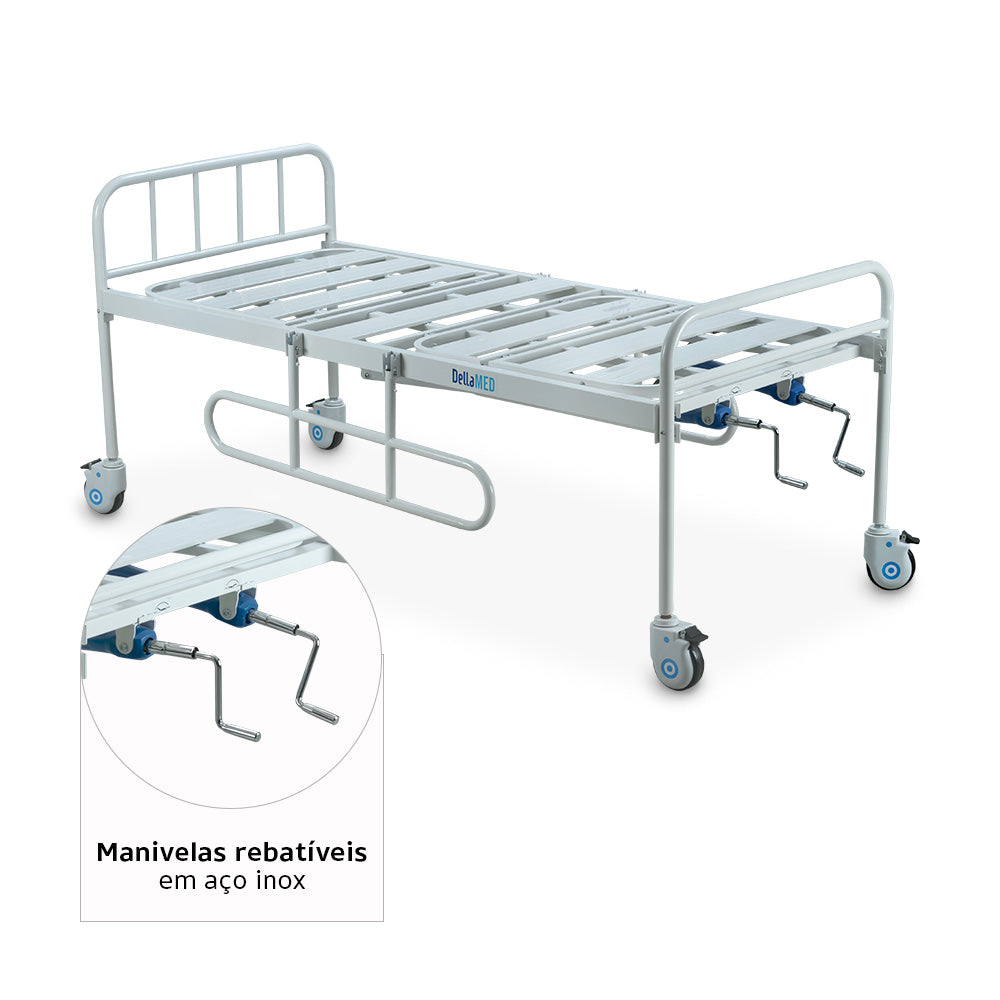 Cama Hospitalar Simples 2 Manivelas c/ Grade DX - Dellamed