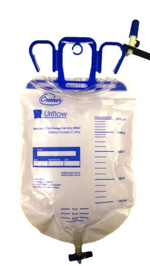 Coletor de Urina Sistema Fechado  com Válvula 2000ml Uriflow Cremer