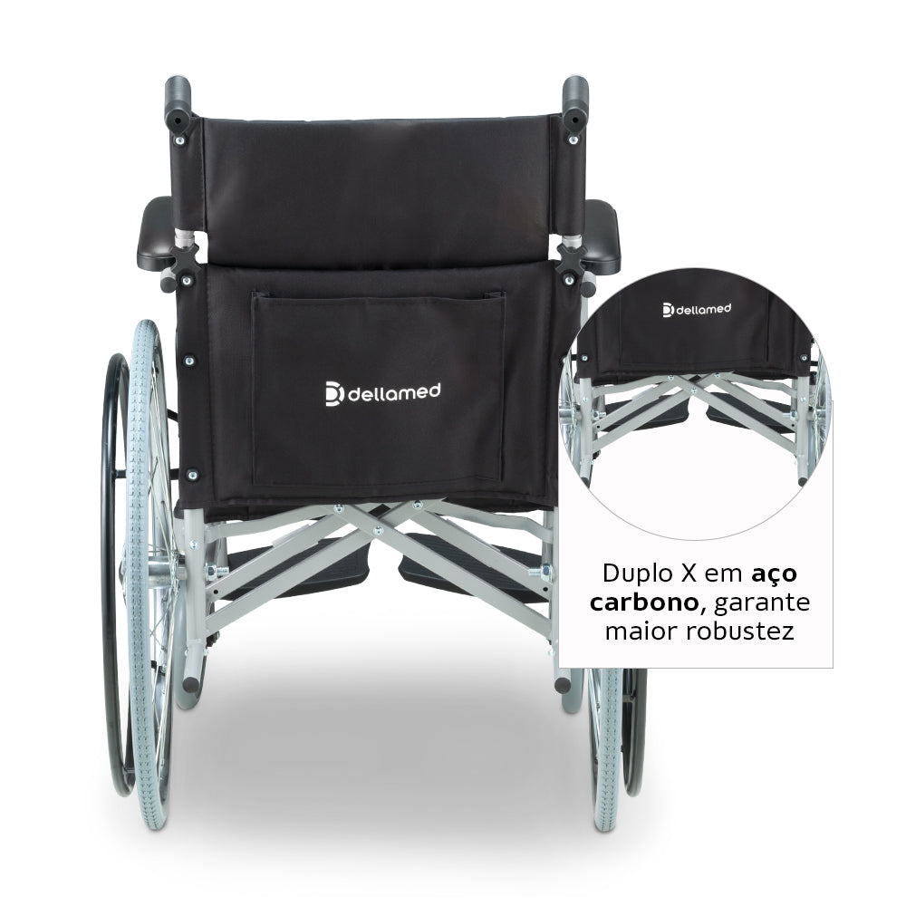 Cadeira de Rodas em Aço Carbono Dobrável D100 - Dellamed