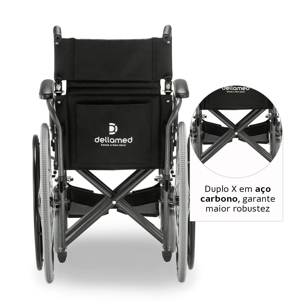 Cadeira de Rodas em Aço Carbono Dobrável D400 - Dellamed