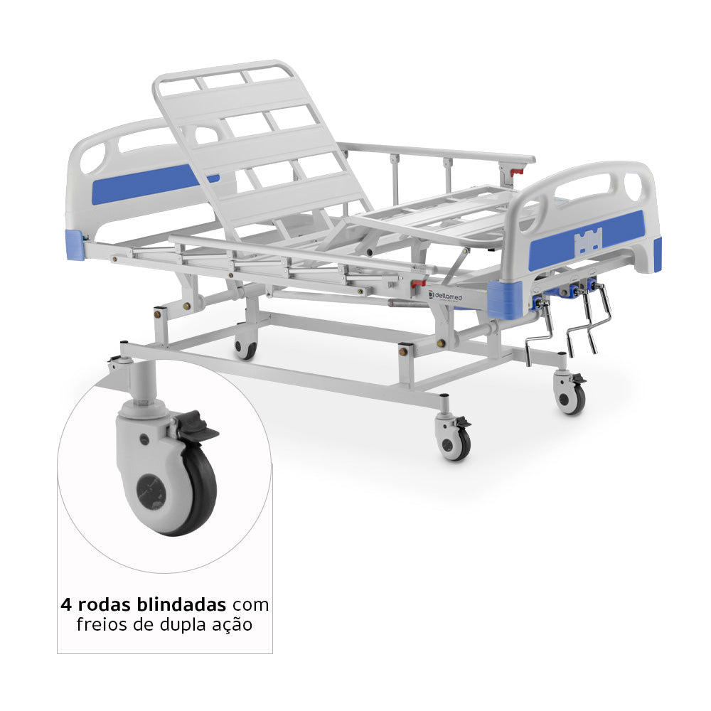 Cama Fawler 3 manivelas DX3 c/ Eleva Leito - Dellamed