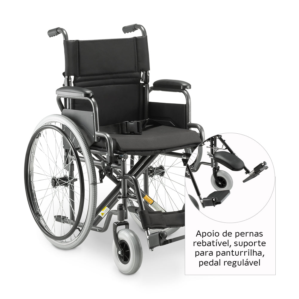 Cadeira de Rodas em Aço Carbono Dobrável D400 - Dellamed
