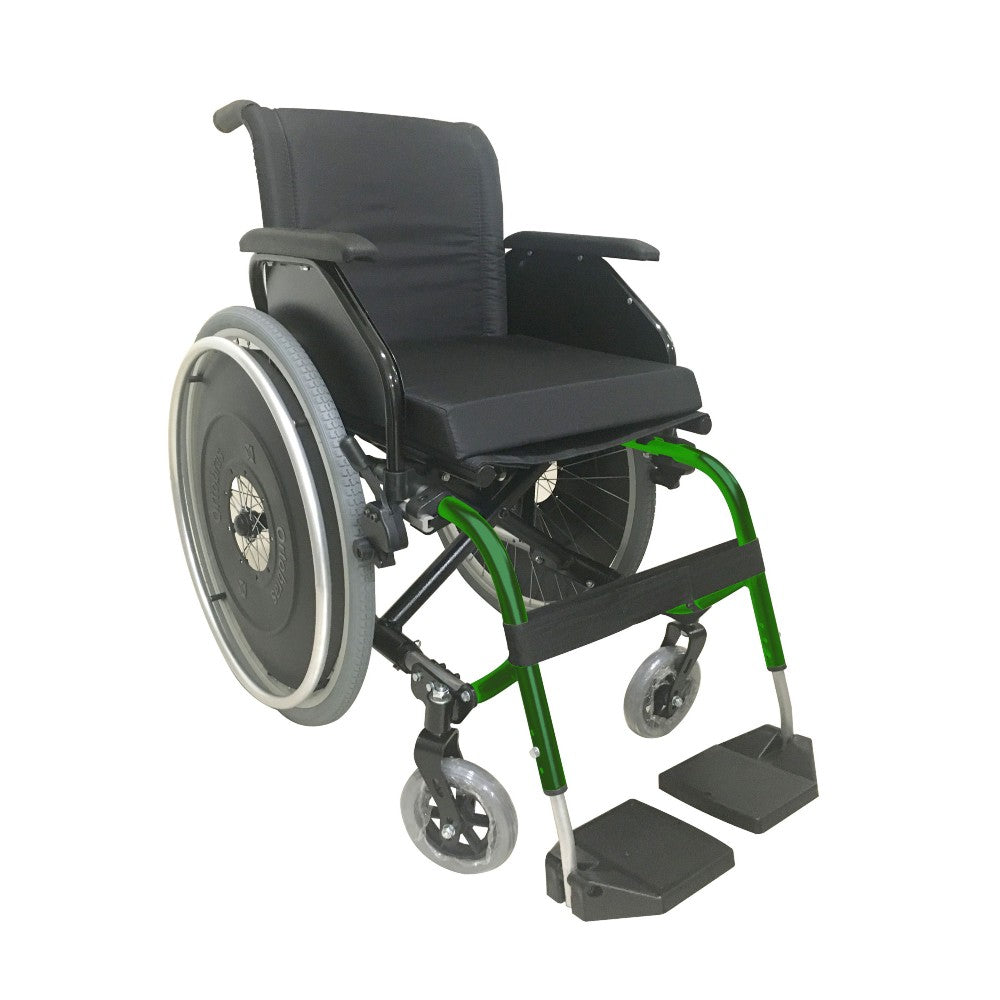 Cadeira de Rodas K1 Alumínio Pedal Fixo 46cm Verde Folha Ortobras