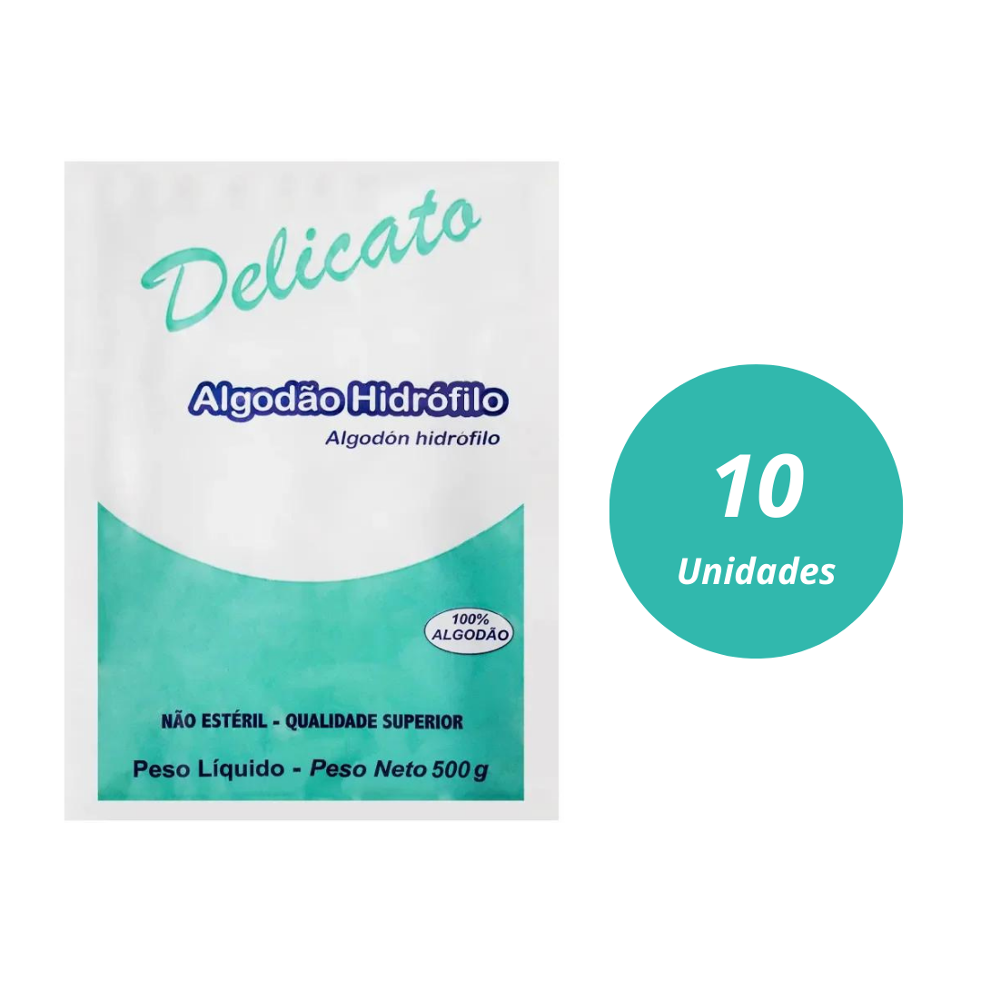 Algodão Hidrófilo Delicato 500g Rolo Cremer - Kit com 10 Unidades