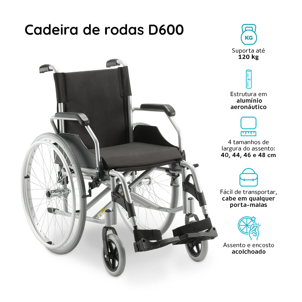 Cadeira de Rodas em Alumínio Dobrável Modelo D600 - Dellamed