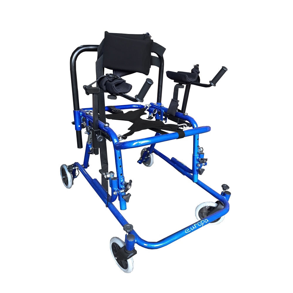 Andador Europa Luxo M Azul Metalico Cinto Tronco/Braços Vanzetti