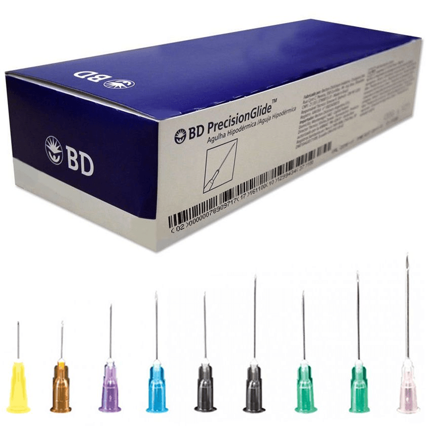 Agulha Descartável 25 x 0,7mm Unidade BD - Kit com 100 unidades
