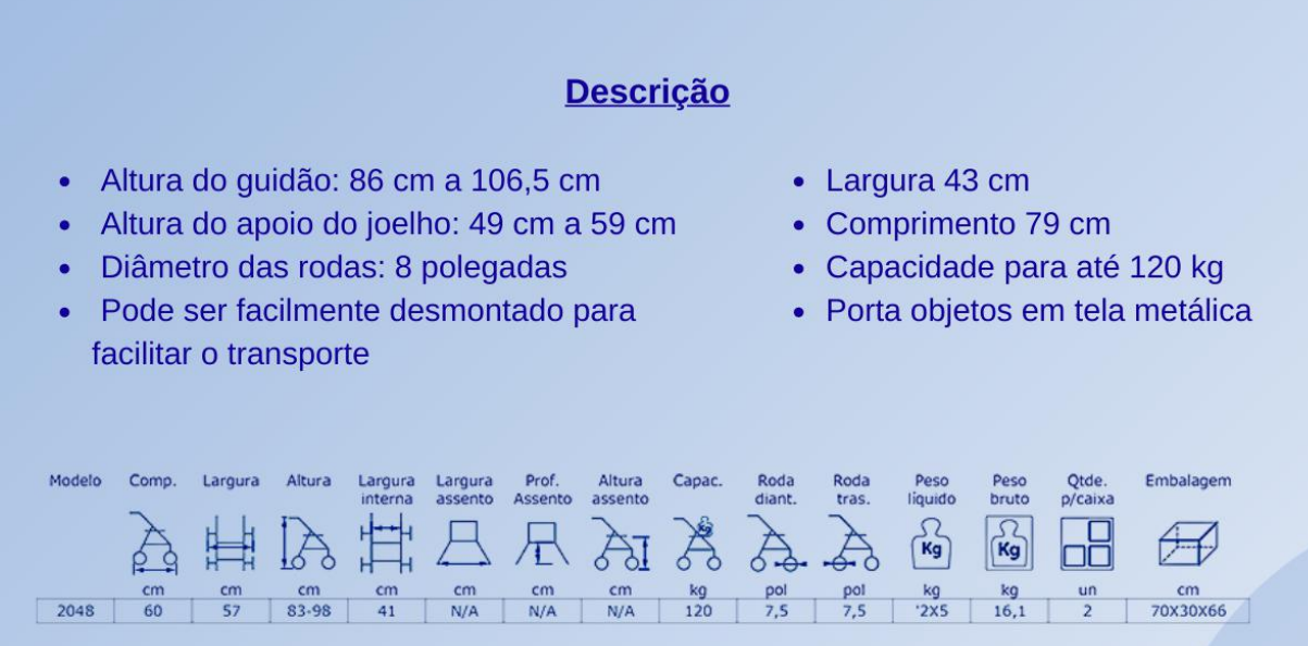 Andador Para Adulto Com 3 Rodas Dobrável com Bolsa e cesto - Praxis