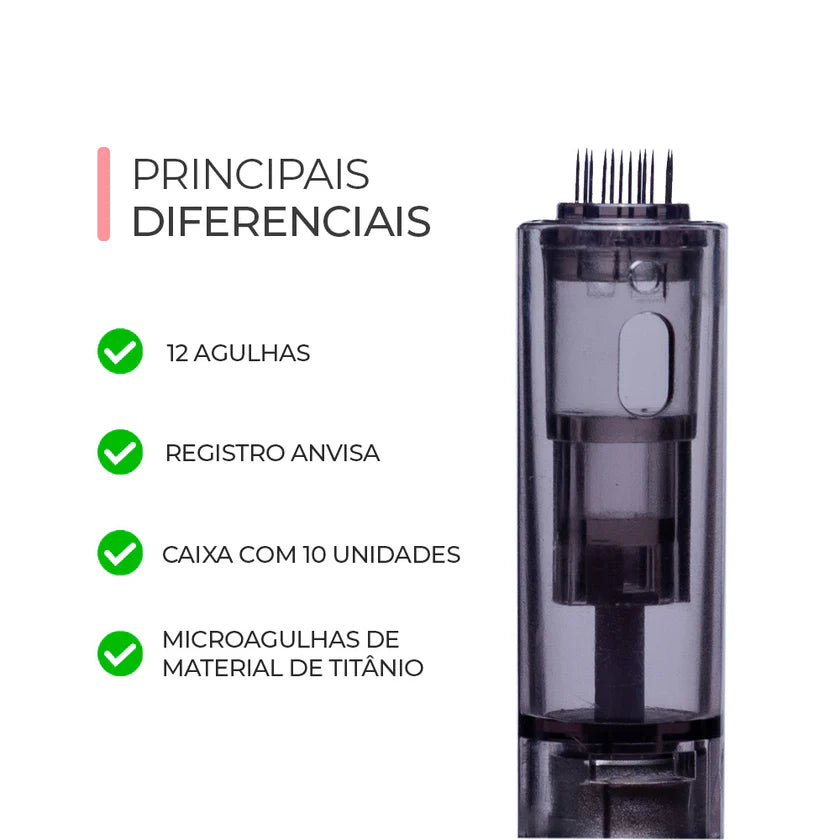 Cartucho Smart Pen Preto Hk - 12 Agulhas Smart GR