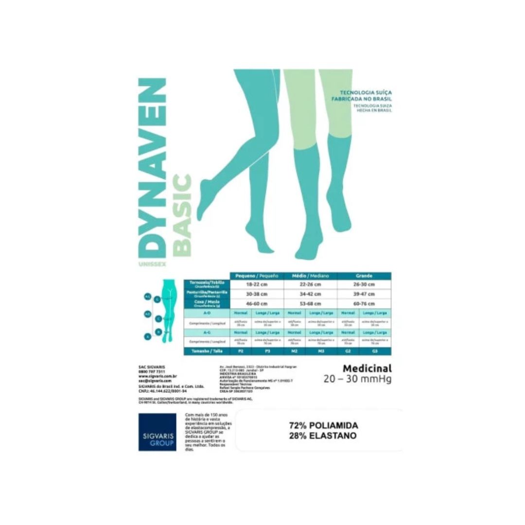 Meia de Compressão Meia Calça Bege Sigvaris Dynaven Basic 20-30mmHg + E-book