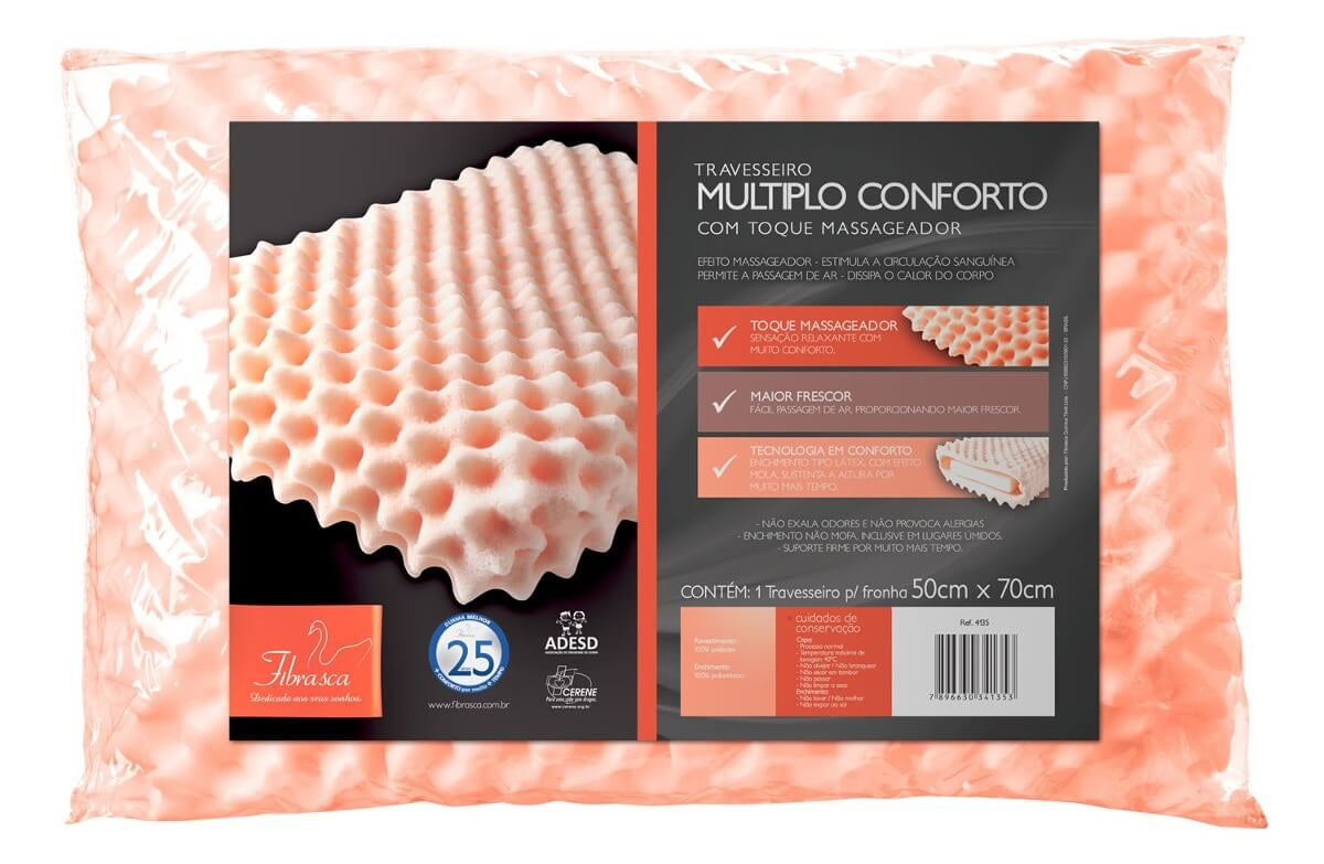 Travesseiro No Allergy Ortopédico Ref. WC2046 Fibrasca