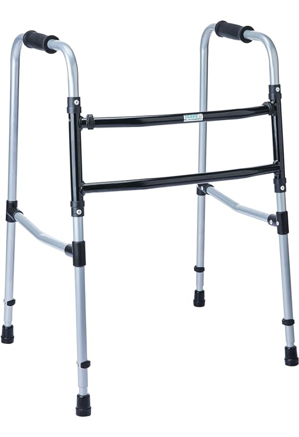 Andador 3 Barras Dobrável Regulavel Fixo Alumínio 100Kg - Supermedy