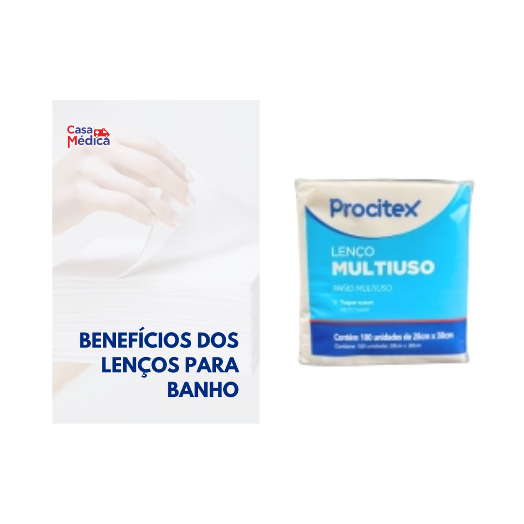 Kit Lenço p/ Banho Multiuso 28x30cm 100un - Procitex + E-book Lenços para Banho (Procitex)