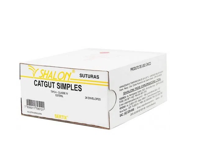 Fio cat gut simples 2 s/ag 1,5mt unidade Shalon