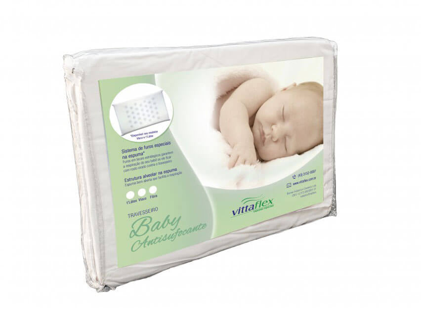 Travesseiro para Bebê Visco Elástico 25x35x04cm Branco Vittaflex