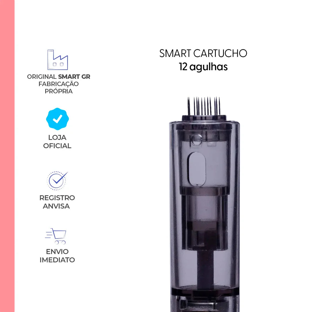 Cartucho Smart Pen Preto Hk - 12 Agulhas Smart GR