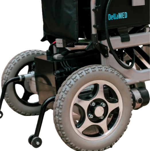 Cadeira Motorizada Dobrável D1000 Dellamed + Cadeira de Banho Higiênica Dobrável em Aço até 120kg D40 Dellamed