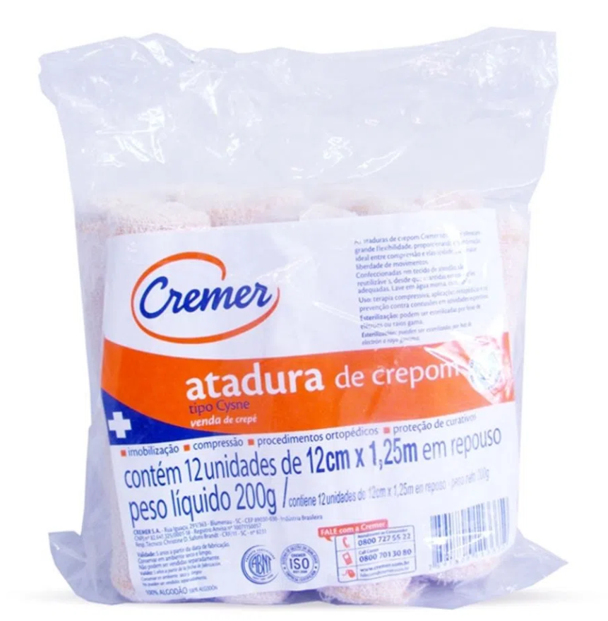 Atadura Crepe 13 Fios/1,80mts C/ 12 uni Cremer