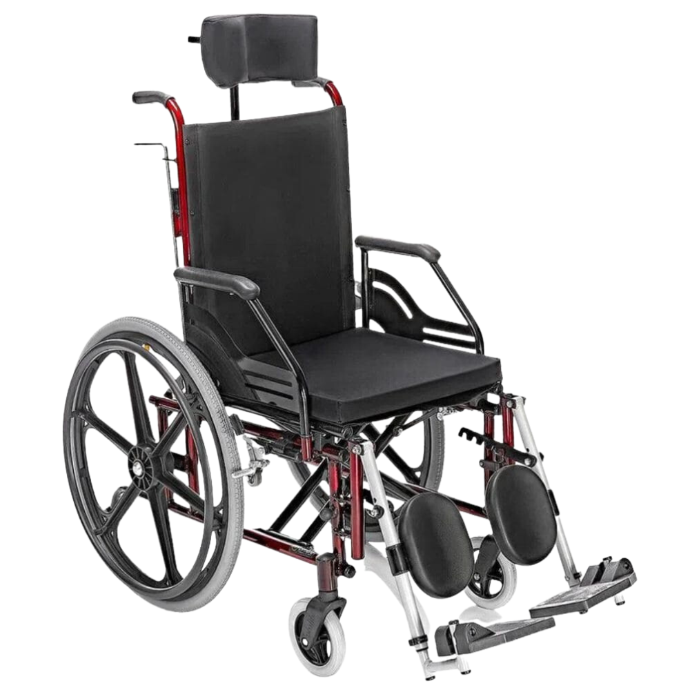 Cadeira de Rodas Reclinável Tetra Prolife - 44cm - Vinho + Cinto 4 Pontos Para Cadeiras De Rodas Prolife